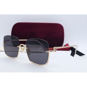 Gucci GG 1279S 001 Aviator Gold Sunglasses Gray Lenses 54mm